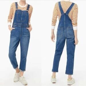 J.Crew‎ Factory Denim Overalls Medium Wash Adjustable Straps Size Large